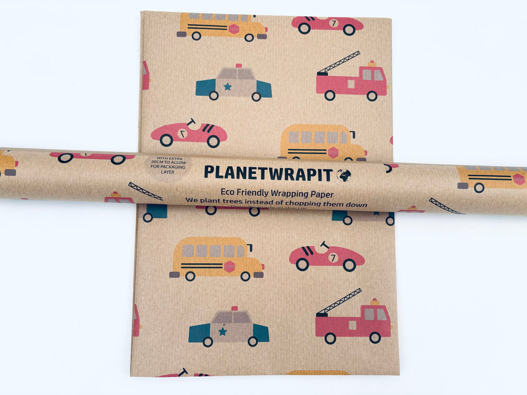 Vehicles - Recycled Kraft Wrapping Paper