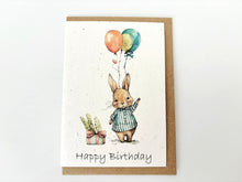 Load image into Gallery viewer, Bunny Happy Birthday Balloons - Plantable Greetings Seed Card
