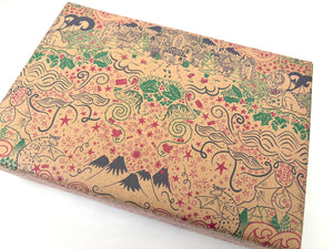 Christmas Dragons Recycled Kraft Wrapping Paper