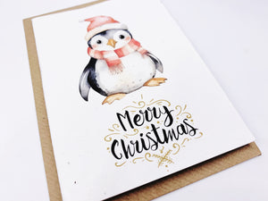 Christmas Penguin - Plantable Christmas Seed Card