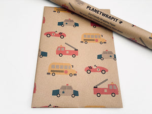 Vehicles - Recycled Kraft Wrapping Paper