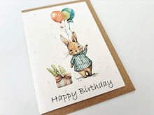 Load image into Gallery viewer, Bunny Happy Birthday Balloons - Plantable Greetings Seed Card
