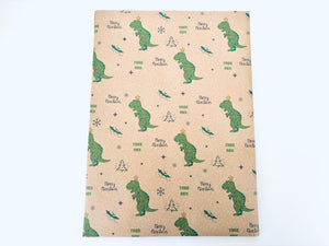 Christmas Tree-Rex Gift Wrap - Recycled Kraft Wrapping Paper