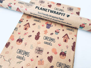 Christmas Sugar and Spice Gift Wrap - Recycled Kraft Wrapping Paper