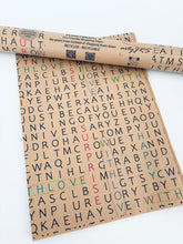 Load image into Gallery viewer, Interactive Wordsearch - Recycled Kraft Wrapping Paper
