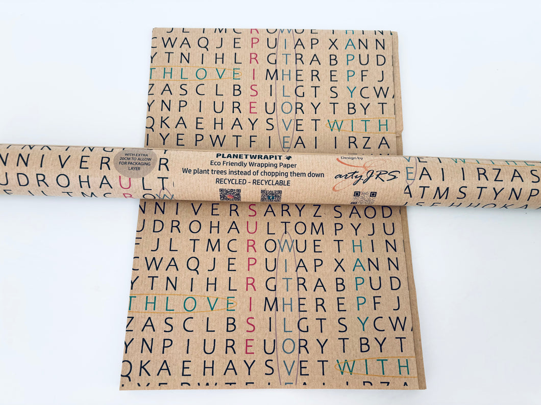 Interactive Wordsearch - Recycled Kraft Wrapping Paper