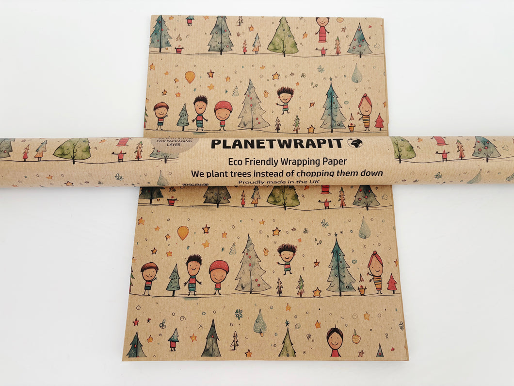 Christmas Starry Night Gift Wrap - Recycled Kraft Wrapping Paper