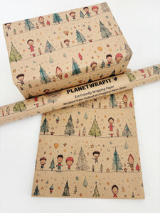 Christmas Starry Night Gift Wrap - Recycled Kraft Wrapping Paper