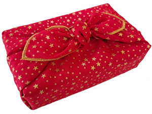 Furoshiki Mini Reusable Fabric Gift Wrap - Classic Stars, Red